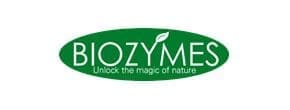 Biozymes logo with green oval background.