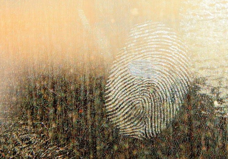 Image of a fingerprint on metal surface